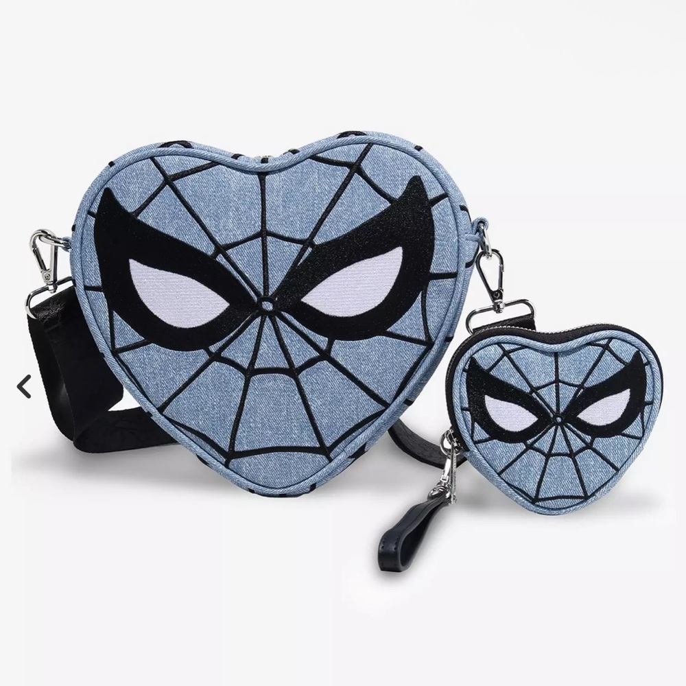 Loungefly Marvel Spider-Man Heart-Shaped Denim
Crossbody & Coin Purse Set